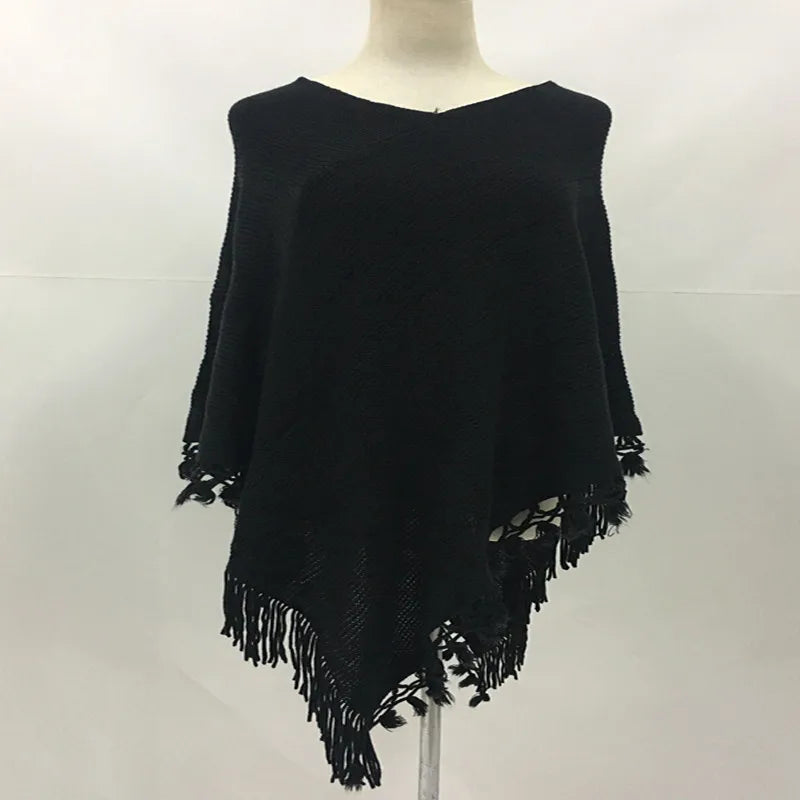 Poncho pull femme · Colorblock rose et gris