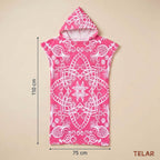 Poncho serviette à capuche adulte Mandala rose : dimensions 75 x 110 cm
