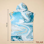 Poncho serviette à capuche adulte Marbre azur doré : dimensions 75 x 110 cm