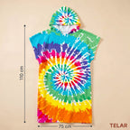 Poncho serviette à capuche adulte Tie-dye arc-en-ciel : dimensions 75 x 110 cm