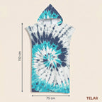 Poncho serviette à capuche adulte Tie-dye océan : dimensions 75 x 110 cm